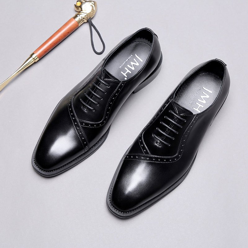 Business Carved Pointed Retro Wedding Shoes Men - Muhaab