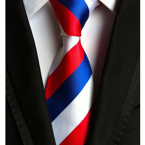 Business Executive Tie Polyester Silk Jacquard Big Stripe Tie - Muhaab