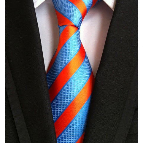 Business Executive Tie Polyester Silk Jacquard Big Stripe Tie - Muhaab