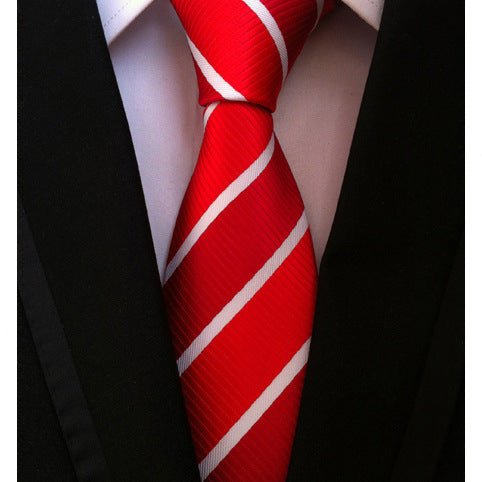 Business Executive Tie Polyester Silk Jacquard Big Stripe Tie - Muhaab