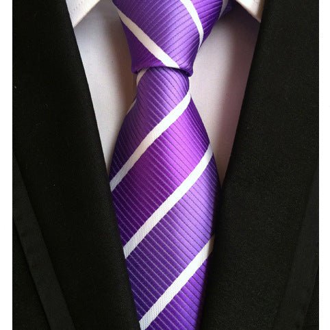 Business Executive Tie Polyester Silk Jacquard Big Stripe Tie - Muhaab