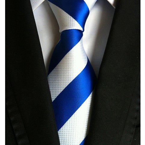 Business Executive Tie Polyester Silk Jacquard Big Stripe Tie - Muhaab