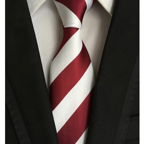 Business Executive Tie Polyester Silk Jacquard Big Stripe Tie - Muhaab