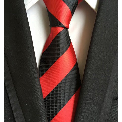 Business Executive Tie Polyester Silk Jacquard Big Stripe Tie - Muhaab