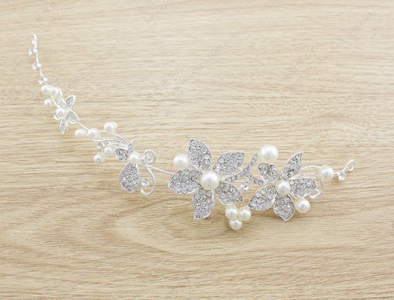 Butterfly Bridal Jewelry Set Chain Pearl Jewelry Three Piece Bridal Soft Chain Headdress Bridal Jewelry Set - Muhaab