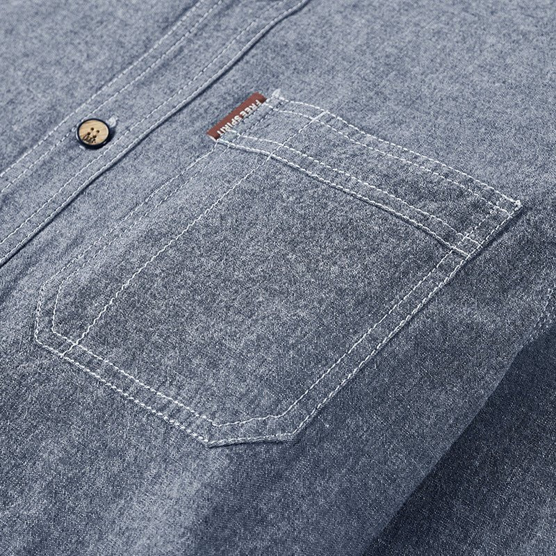 Casual Lapel Solid Color Long-sleeved Shirt Men - Muhaab