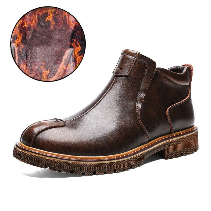 Casual Leather Shoes Martin Boots Men Plus Size - Muhaab