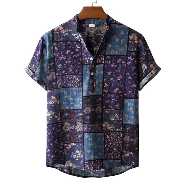 Casual Linen Floral Shirt Men - Muhaab