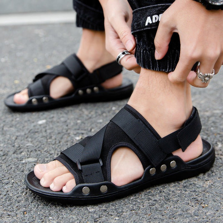 Casual Roman Sandals Men Strap Velcro Shoes - Muhaab