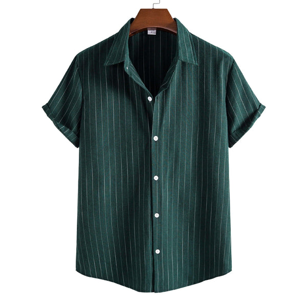 Casual Striped Short-sleeved Shirt For Men - Muhaab