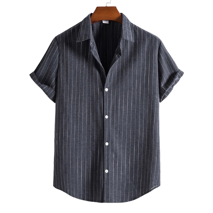 Casual Striped Short-sleeved Shirt For Men - Muhaab