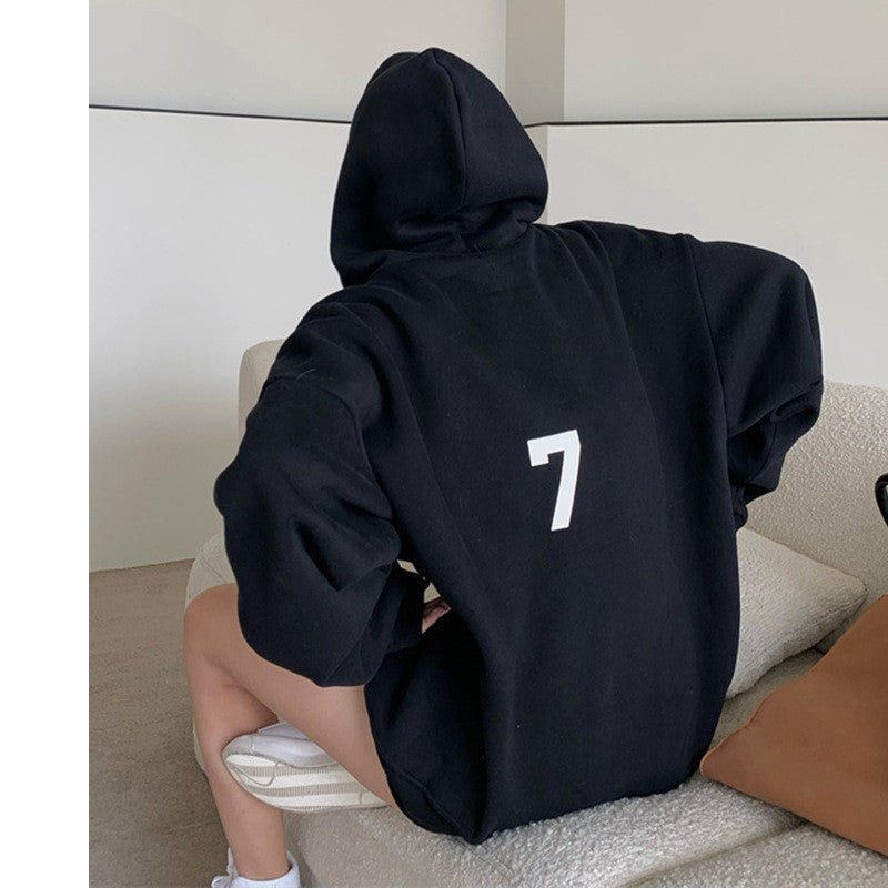 Casual Women's Loose Printed Hooded Sweatshirt - Muhaab