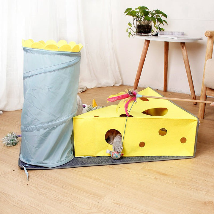 Cat Supplies Cheese Folding Tunnel Nest - Muhaab