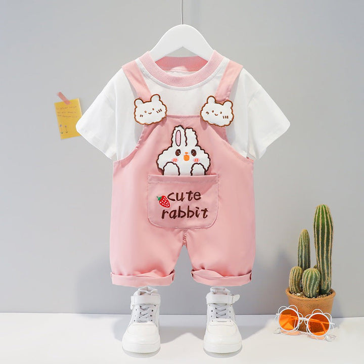 Children's Clothing Men And Women Baby Summer Cartoon Short-sleeved Overalls - Muhaab