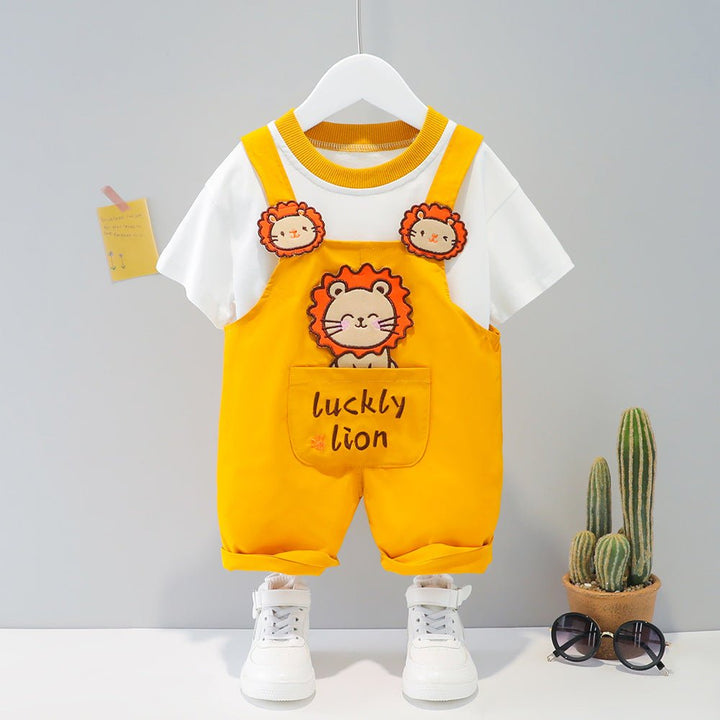 Children's Clothing Men And Women Baby Summer Cartoon Short-sleeved Overalls - Muhaab