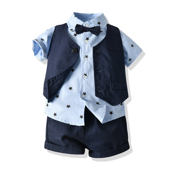 Children's Clothing Summer New Children's Baby Boy Boy's Waistcoat Short Sleeve Shirt Children Birthday Clothes - Muhaab