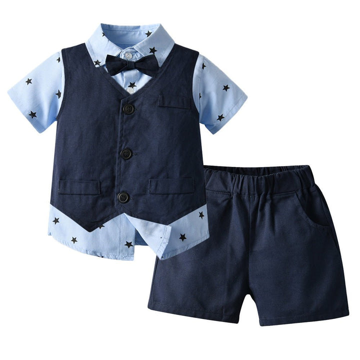 Children's Clothing Summer New Children's Baby Boy Boy's Waistcoat Short Sleeve Shirt Children Birthday Clothes - Muhaab