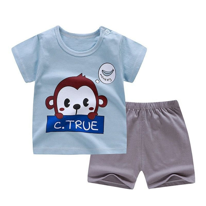 Children's short sleeve suit cotton baby clothes boy shorts - Muhaab