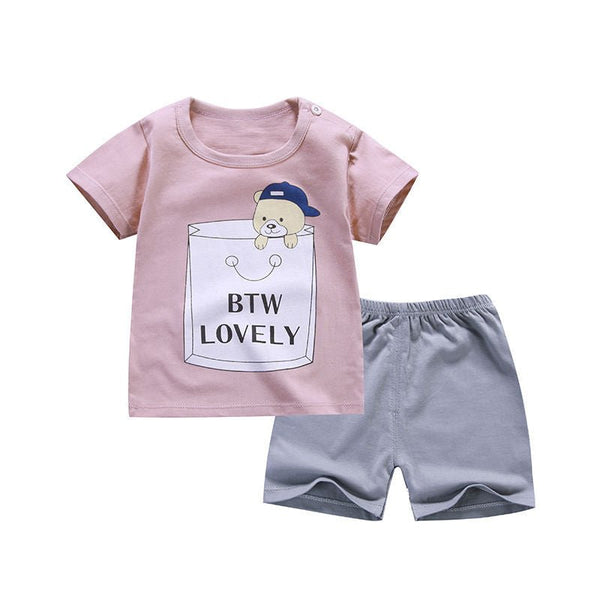 Children's short sleeve suit cotton baby clothes boy shorts - Muhaab