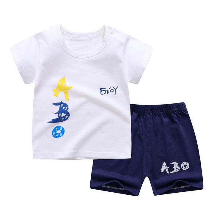 Children's short sleeve suit cotton baby clothes boy shorts - Muhaab