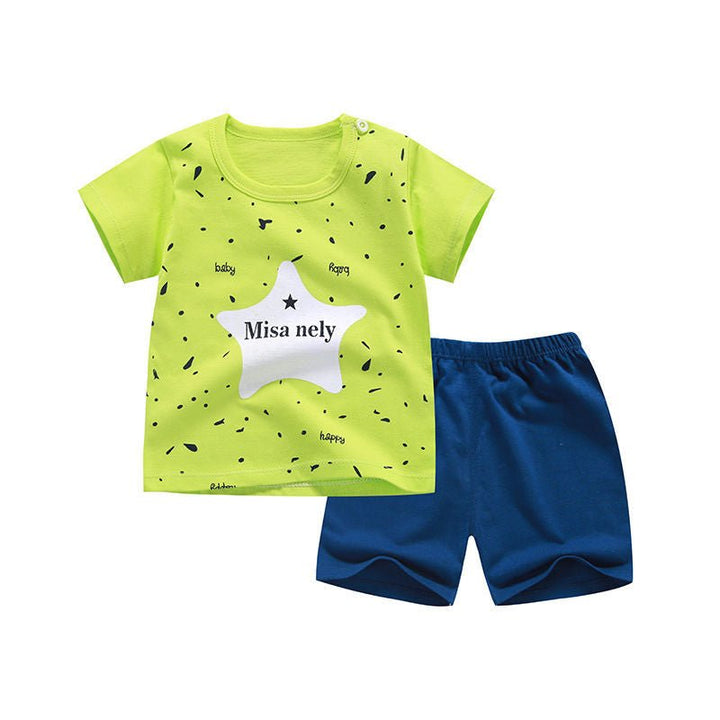 Children's short sleeve suit cotton baby clothes boy shorts - Muhaab