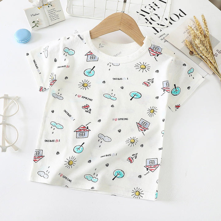 Children's Short-sleeved T-shirt cotton Baby Half-sleeved Bottoming Shirt - Muhaab