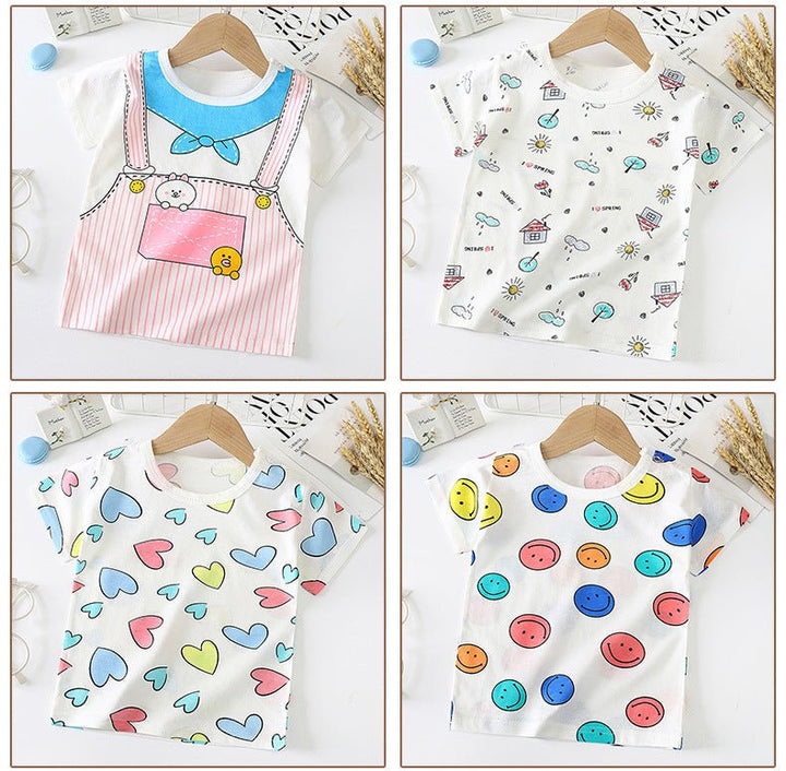 Children's Short-sleeved T-shirt cotton Baby Half-sleeved Bottoming Shirt - Muhaab