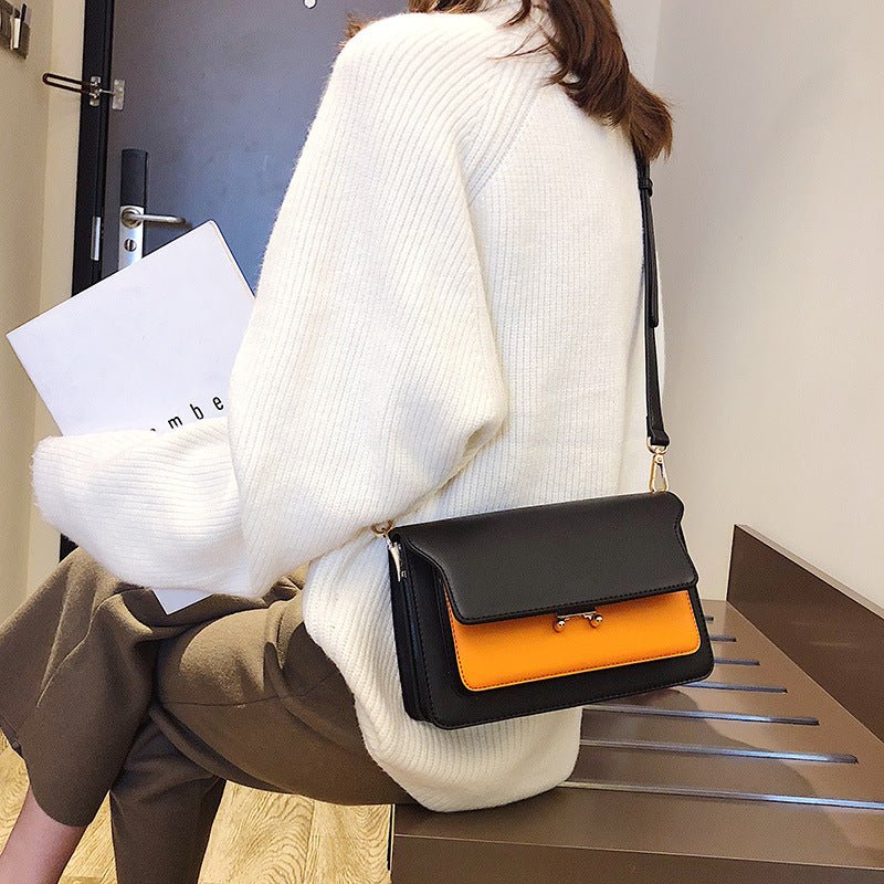 Contrast Color Leather Shoulder Bags For Women - Muhaab