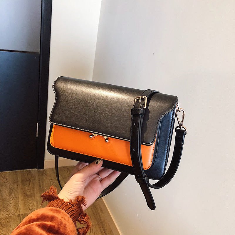 Contrast Color Leather Shoulder Bags For Women - Muhaab