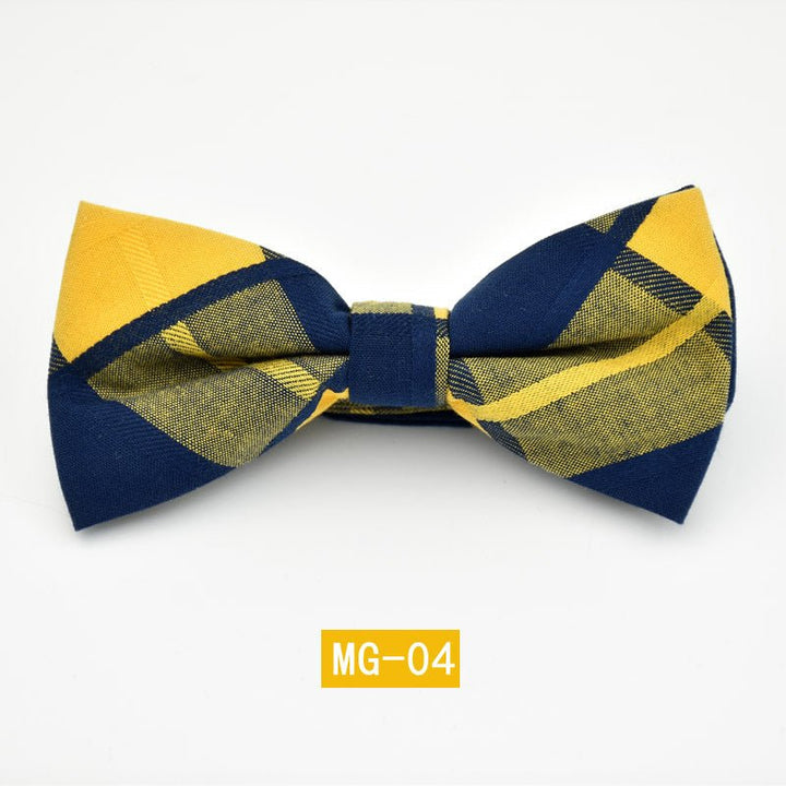 Cotton Bow Tie Men's Wedding Groom Plaid Bow - Muhaab