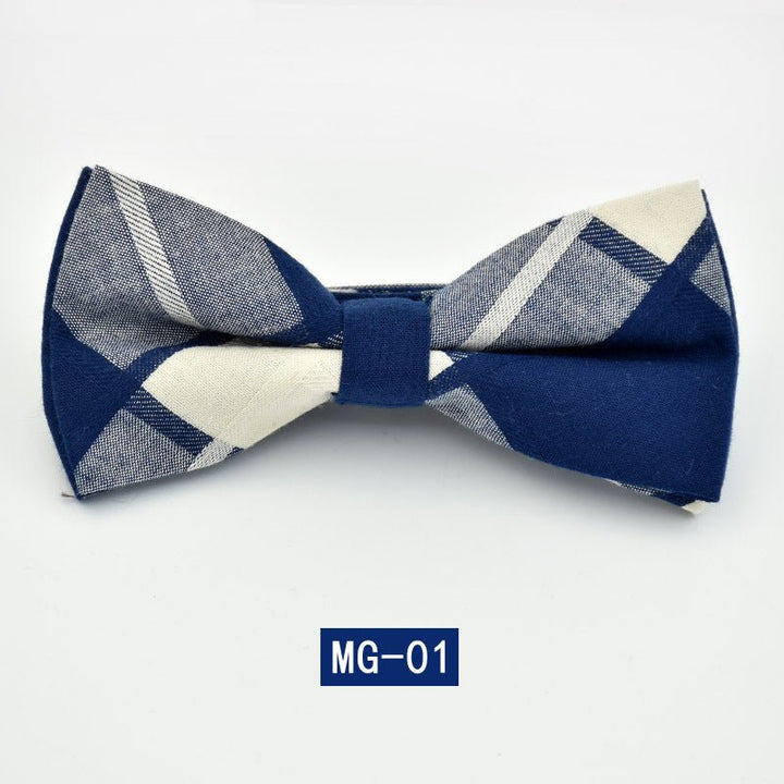 Cotton Bow Tie Men's Wedding Groom Plaid Bow - Muhaab