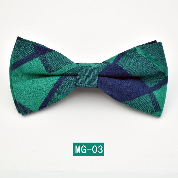 Cotton Bow Tie Men's Wedding Groom Plaid Bow - Muhaab