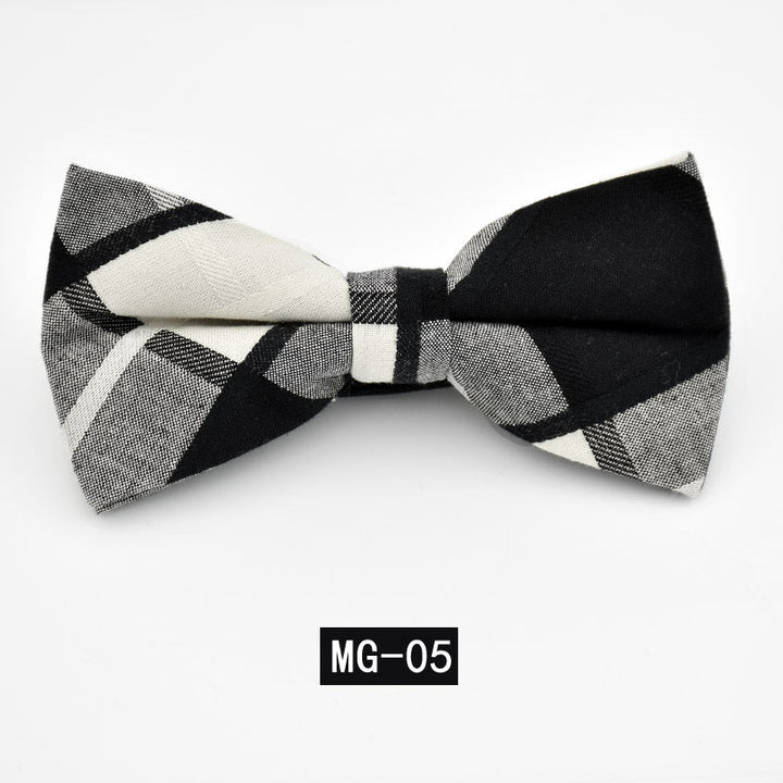 Cotton Bow Tie Men's Wedding Groom Plaid Bow - Muhaab