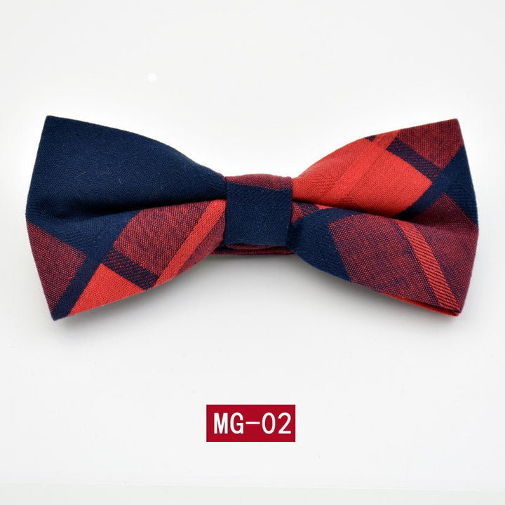 Cotton Bow Tie Men's Wedding Groom Plaid Bow - Muhaab