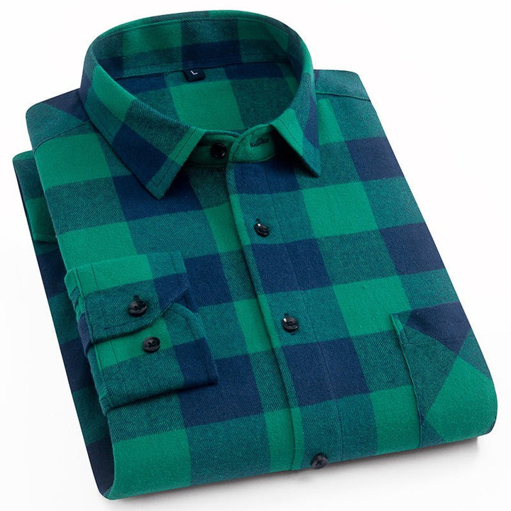 Cotton Brushed Plaid Shirt For Men New Style Cotton - Muhaab