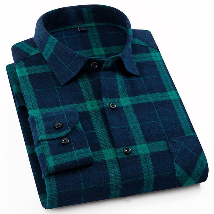 Cotton Brushed Plaid Shirt For Men New Style Cotton - Muhaab