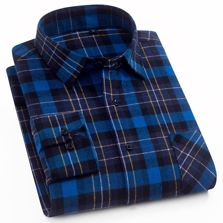 Cotton Brushed Plaid Shirt For Men New Style Cotton - Muhaab