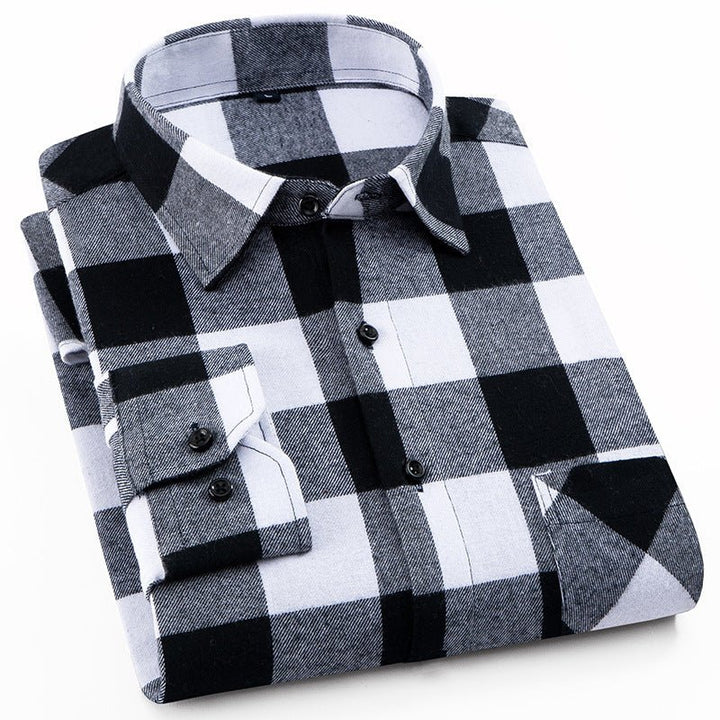 Cotton Brushed Plaid Shirt For Men New Style Cotton - Muhaab