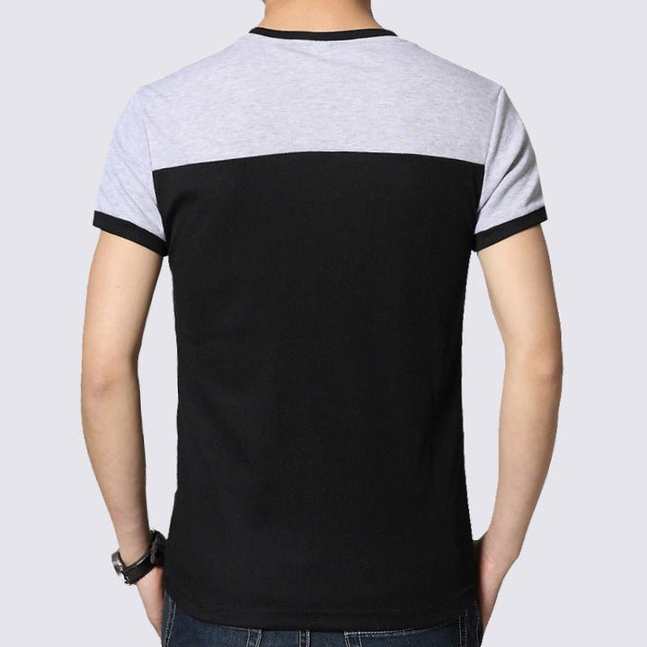 Cotton men's short-sleeved stitching T-shirt for men - Muhaab