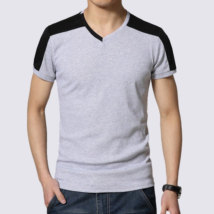 Cotton men's short-sleeved stitching T-shirt for men - Muhaab