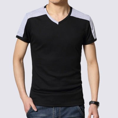 Cotton men's short-sleeved stitching T-shirt for men - Muhaab