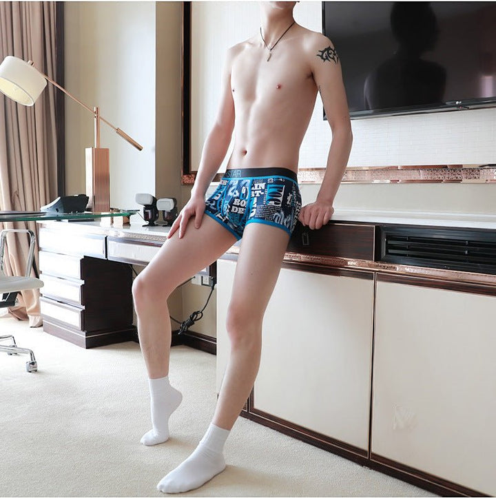 Cotton Men'S Underwear Boxer Shorts New Personality Printing Shorts Trendy Men - Muhaab