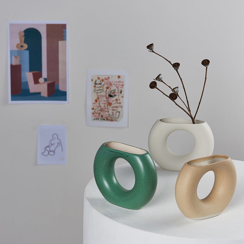 Cutelife New Style White Small Flower Ceramics Home Decor Vase - Muhaab