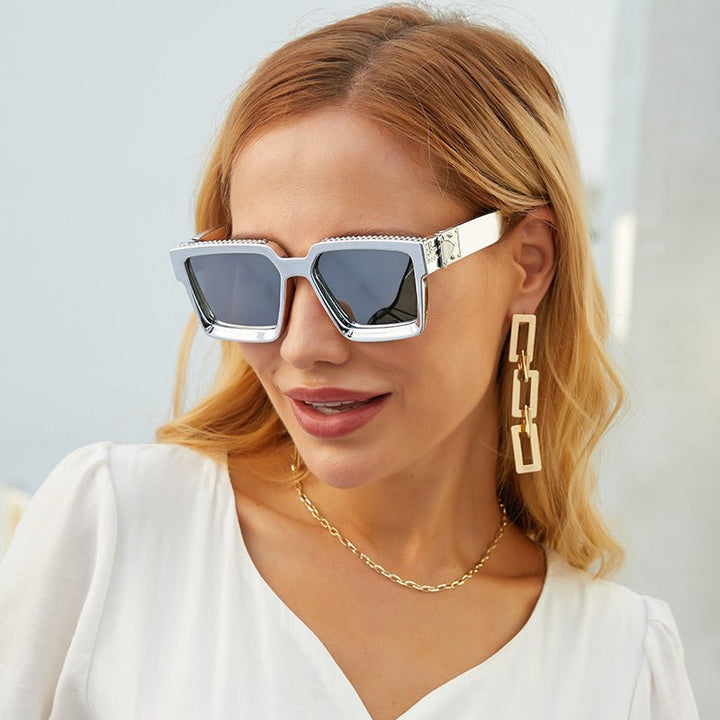 Diamond-studded Big Square Sunglasses Women - Muhaab