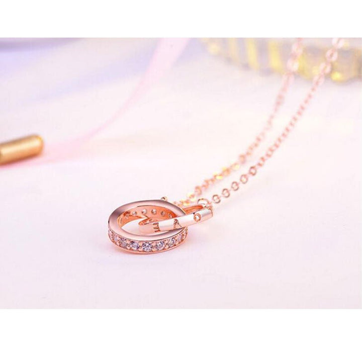 Double Ring Necklace Female Zircon Jewelry - Muhaab