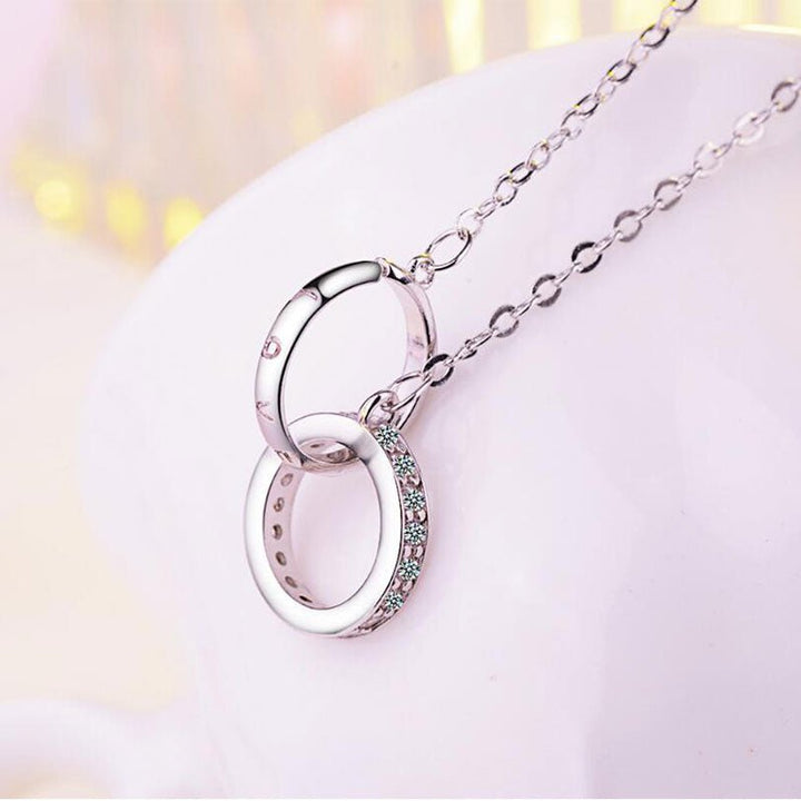 Double Ring Necklace Female Zircon Jewelry - Muhaab