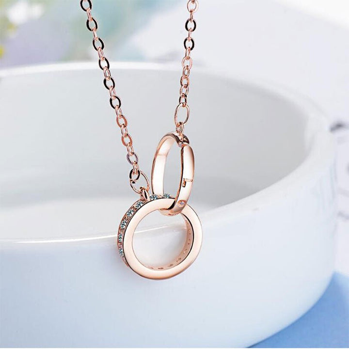 Double Ring Necklace Female Zircon Jewelry - Muhaab