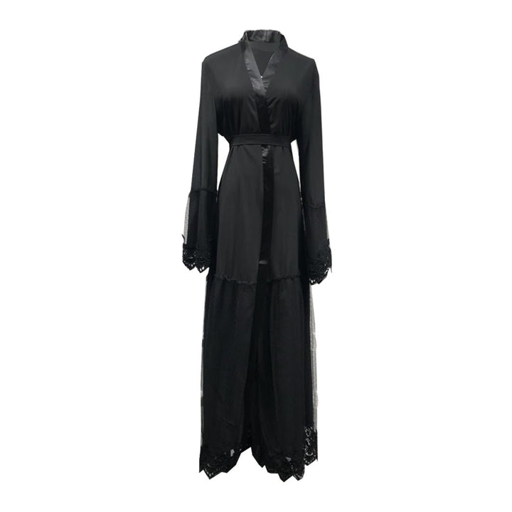 Dubai Women Robe Lace Open Abaya Malaysian National Style Dubai Robe Cardigan - Muhaab