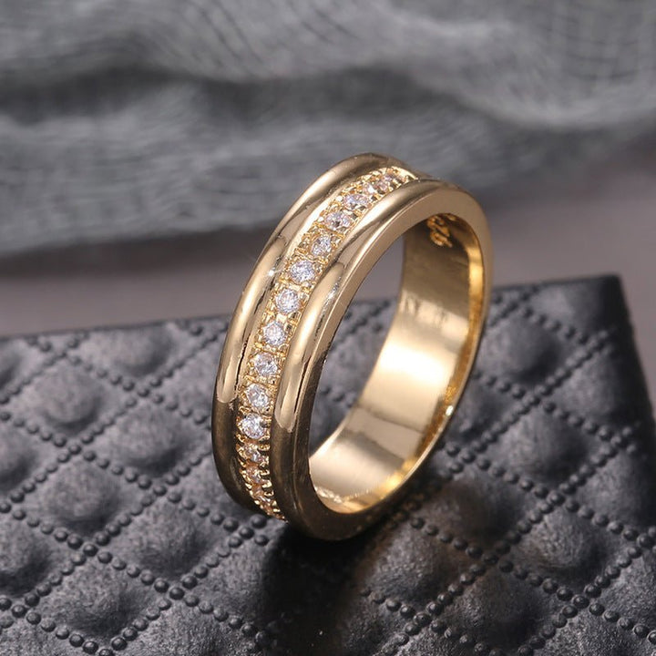 European And American Style Simple Golden Ring Jewellery, Copper Plated Fashion Ring - Muhaab