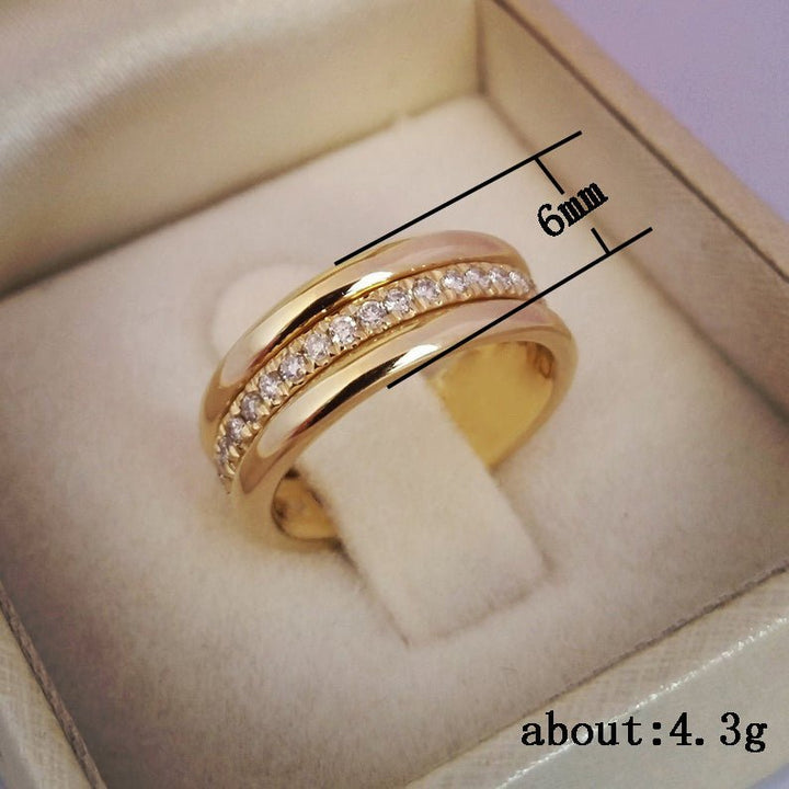 European And American Style Simple Golden Ring Jewellery, Copper Plated Fashion Ring - Muhaab